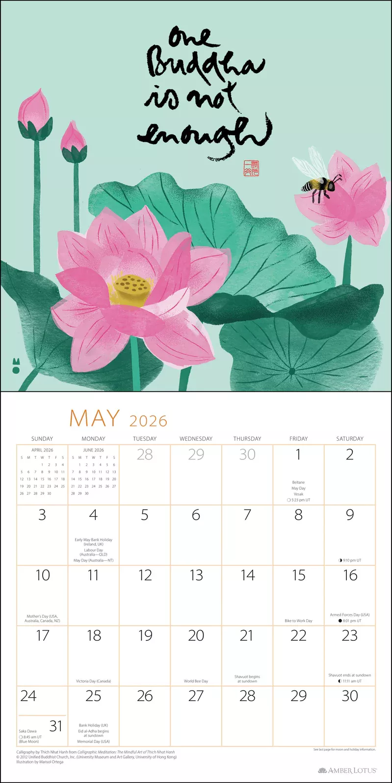 Thich Nhat Hanh 2026 Wall Calendar