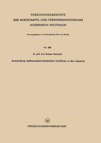 Cover image for Anwendung Mathematisch-Statistischer Verfahren in Der Industrie