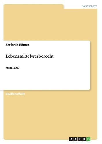 Cover image for Lebensmittelwerberecht