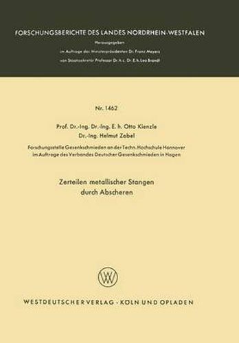 Cover image for Zerteilen Metallischer Stangen Durch Abscheren