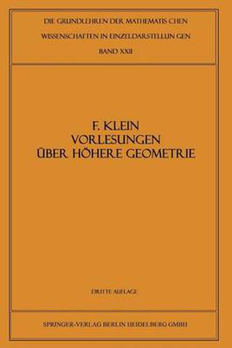 Cover image for Vorlesungen UEber Hoehere Geometrie