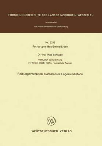 Cover image for Reibungsverhalten Elastomerer Lagerwerkstoffe