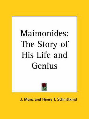 Cover image for Maimonides: The Story of His Life