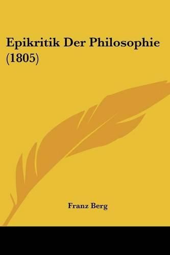 Cover image for Epikritik Der Philosophie (1805)