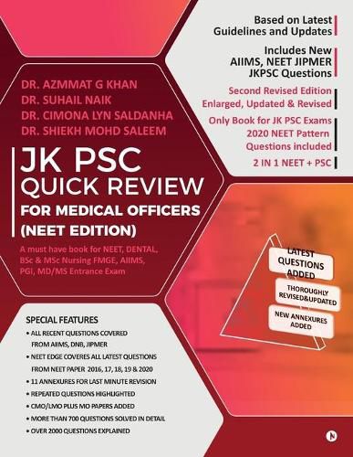 Cover image for Jk Psc Quick Review for Medical Officers (Neet Edition): A must have book for NEET, DENTAL, FMGE, AIIMS, PGI, MD/MS Entrance Exam