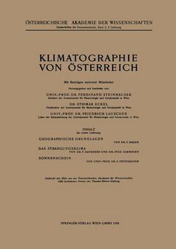 Cover image for Klimatographie Von OEsterreich