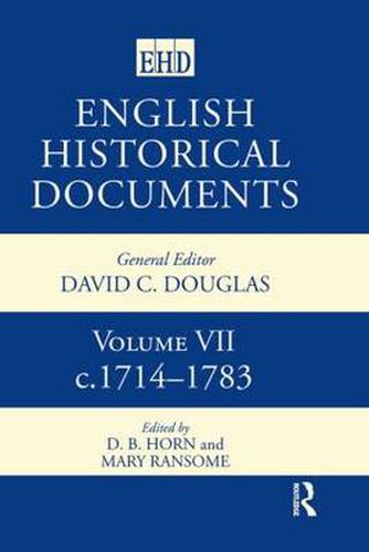 Cover image for English Historical Documents: Volume 7 1714-1783