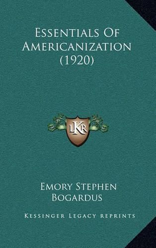 Cover image for Essentials of Americanization (1920)