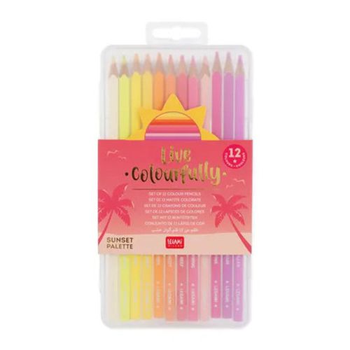 Cover image for Live Colourfully Set of 12 Colouring Pencils - Sunset Palette