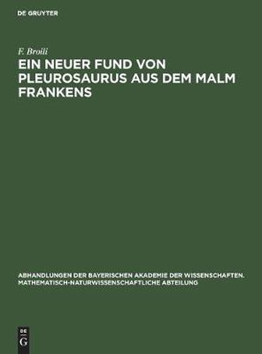 Cover image for Ein Neuer Fund Von Pleurosaurus Aus Dem Malm Frankens