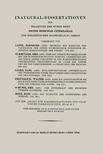 Cover image for Beitrage Zur Kenntnis Der Pathologie Der Durch Sclerostomum Edentatum Erzeugten Erkrankungen Der Fohlen