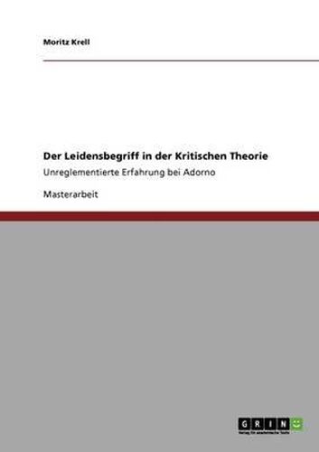 Cover image for Der Leidensbegriff in Der Kritischen Theorie