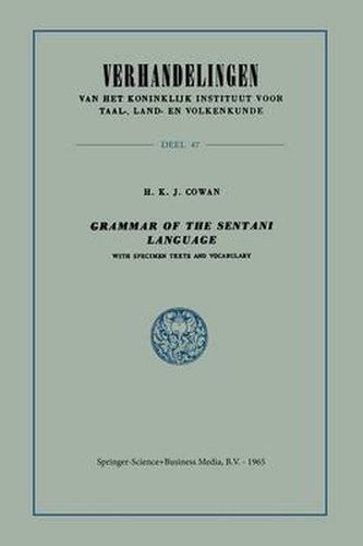 Cover image for Grammar of the Sentani Language: With Specimen Texts and Vocabulary