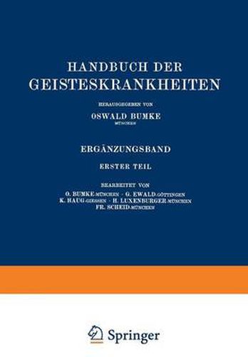 Cover image for Handbuch Der Geisteskrankheiten: Erganzungsband