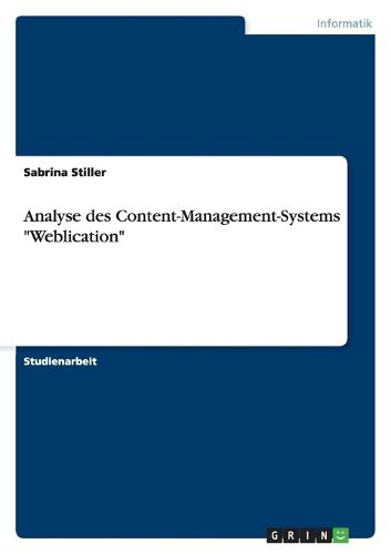 Cover image for Analyse des Content-Management-Systems Weblication