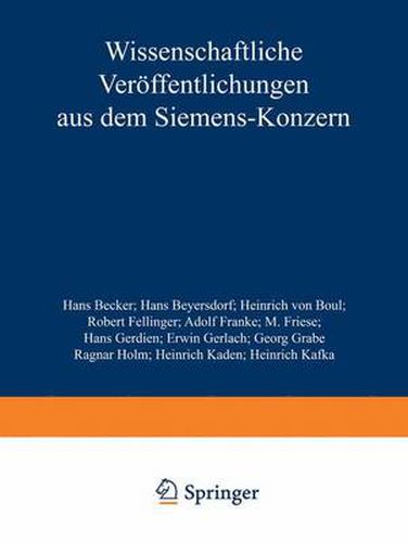 Wissenschaftliche Veroeffentlichungen Aus Dem Siemens-Konzern: III. Band