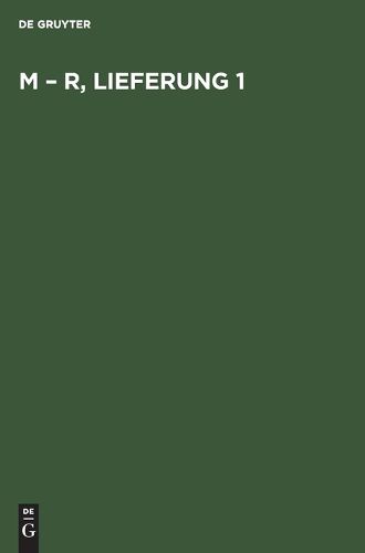 Cover image for M - R, Lieferung 1