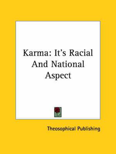 Cover image for Karma: It's Racial and National Aspect