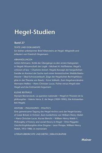 Hegel-Studien / Hegel-Studien Band 27 (1992)