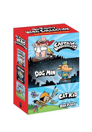 Cover image for Dav Pilkey's Hero Collection (Captain Underpants #1, Dog Man #1, Cat Kid Comic Club #1)