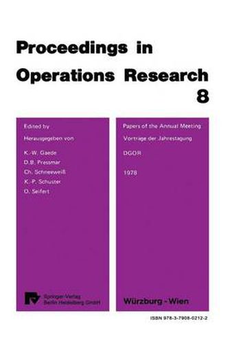 Cover image for Papers of the 8th DGOR Annual Meeting / Vortrage der 8. DGOR Jahrestagung