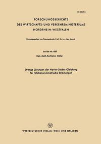 Cover image for Strenge Loesungen Der Navier-Stokes-Gleichung Fur Rotationssymmetrische Stroemungen