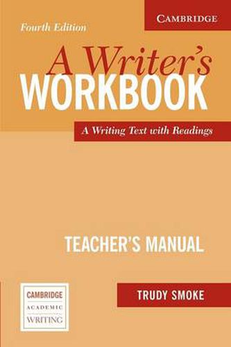 Cover image for A Writer's Workbook Teacher's Manual: An Interactive Writing Text