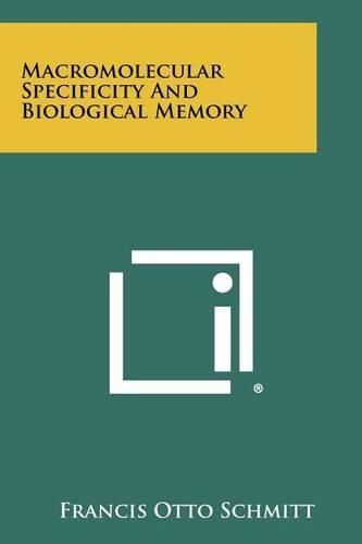 Cover image for Macromolecular Specificity and Biological Memory