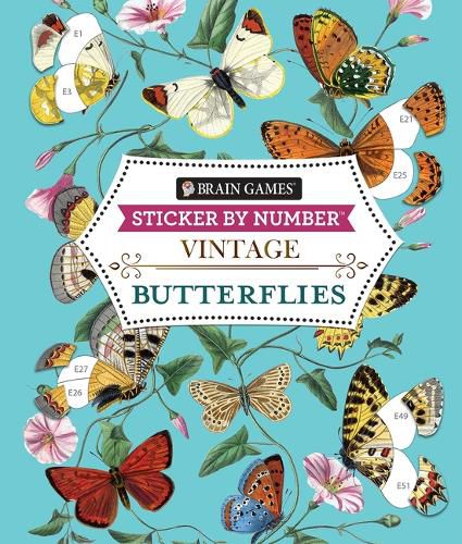 Cover image for Brain Games - Sticker by Number - Vintage: Butterflies