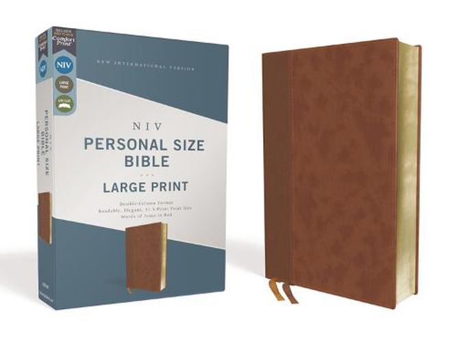 Cover image for NIV, Personal Size Bible, Large Print, Leathersoft, Brown, Red Letter, Comfort Print