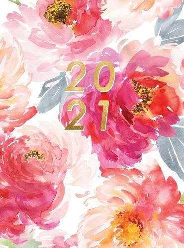 Cover image for Planner 2021 Vertical Weekly: Planner 2021 Hardcover 8.5 x 11 - January - December 2021 - 2 Pages per Week - Vertical Layout - 1 Column per Day - Appointment Book 2021 Hourly - Red Flowers