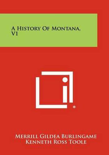 Cover image for A History of Montana, V1