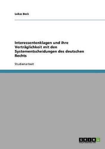 Cover image for Interessentenklagen und ihre Vertraglichkeit mit den Systementscheidungen des deutschen Rechts