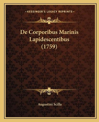 Cover image for de Corporibus Marinis Lapidescentibus (1759)