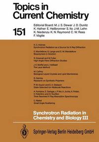 Cover image for Synchrotron Radiation in Chemistry and Biology III