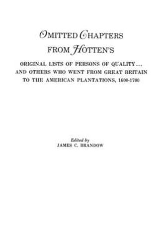 Cover image for Omitted Chapters from Hotten's Original Lists of Persons of Quality