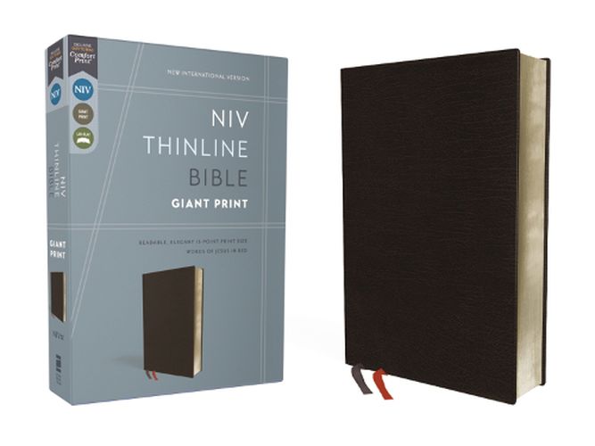 Cover image for NIV, Thinline Bible, Giant Print, Bonded Leather, Black, Red Letter, Comfort Print