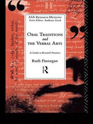 Cover image for Oral Traditions and the Verbal Arts: A Guide to Research Practices