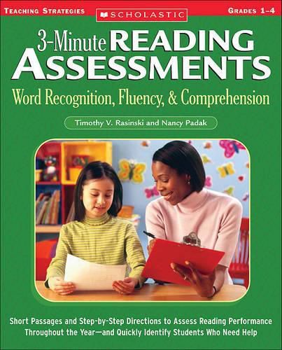 Cover image for 3-Minute Reading Assessments: Grades 1-4: Word Recognition, Fluency, & Comprehension