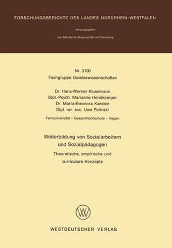Cover image for Weiterbildung Von Sozialarbeitern Und Sozialpadogogen: Theoretische, Empirische Und Curriculare Konzepte