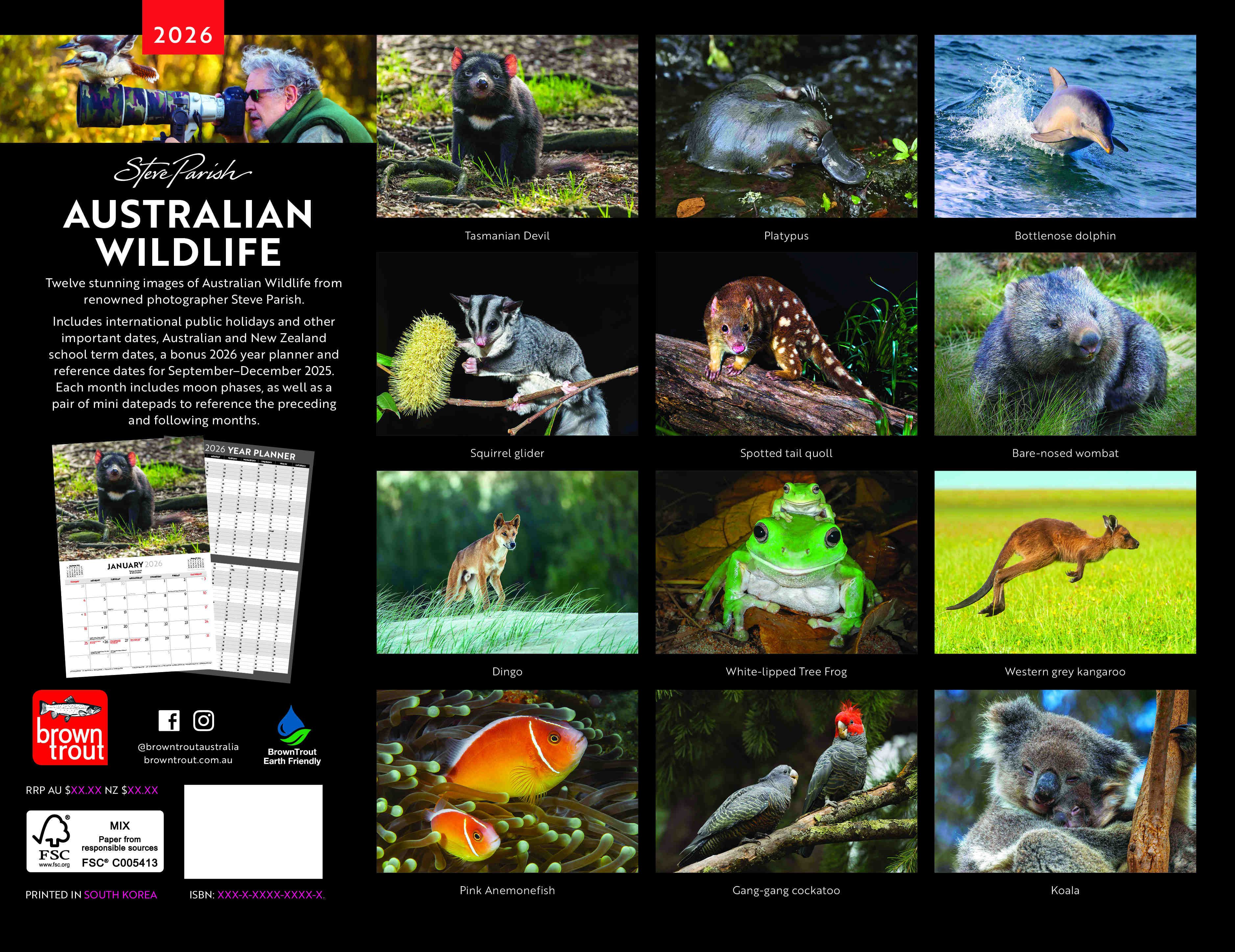 Australian Wildlife - Steve Parish 2026 Horizontal Calendar
