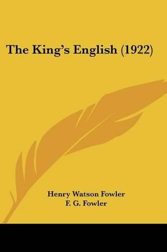 Cover image for The King's English (1922)