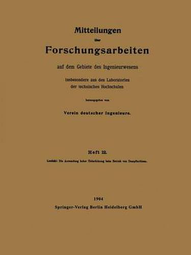 Cover image for Die Anwendung Hoher Ueberhitzung Beim Betrieb Von Dampfturbinen
