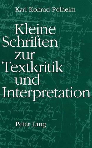 Cover image for Kleine Schriften Zur Textkritik Und Interpretation