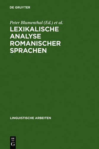 Cover image for Lexikalische Analyse romanischer Sprachen