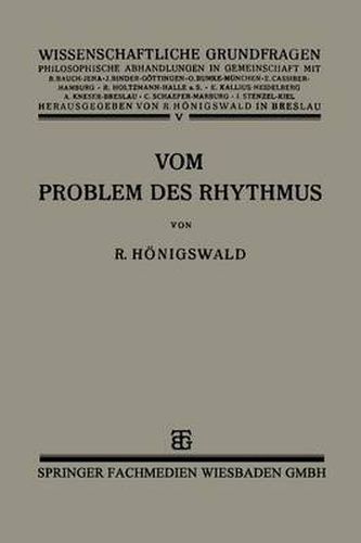 Cover image for Vom Problem Des Rhythmus: Eine Analytische Betrachtung UEber Den Begriff Der Psychologie