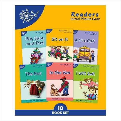 Cover image for Phonic Books Dandelion Readers Set 3 Units 1-10 Sit on It (Alphabet Code Blending 4 and 5 Sound Words)