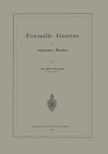 Cover image for Formelle Gesetze Im Roemischen Rechte