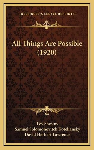 Cover image for All Things Are Possible (1920)