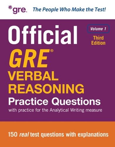 Cover image for Official GRE Verbal Reasoning Practice Questions, Third Edition, Volume 1